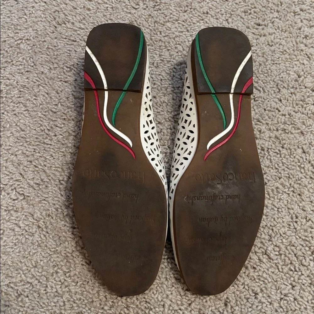 Franco Sarto Berta White  Perforated Faux Leather Loafers Size 9 - Picture 4 of 4